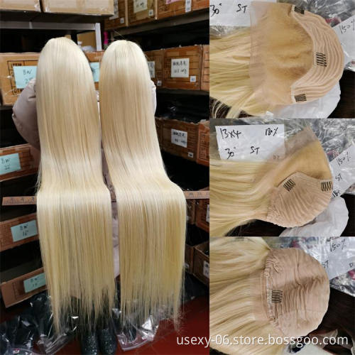 Human hair straight blonde wigs HD lace pre plucked,613 HD full lace wig human hair,100% human hair full lace wig vendors